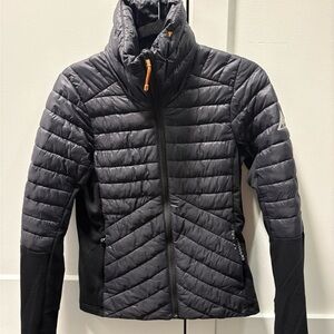 Orage Black Quilted Jacket with Orange Accents